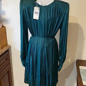 Mango Teal Long Sleeve Dress